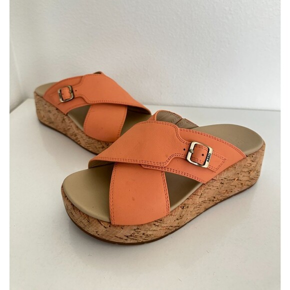 ABEO Dylan Platform Criss Cross Sandal Orange Leather Orthopedic Women's 6.5